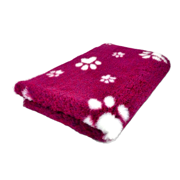 Vet Bed bordeaux rot mit weißen Pfoten 100 x 75 cm
